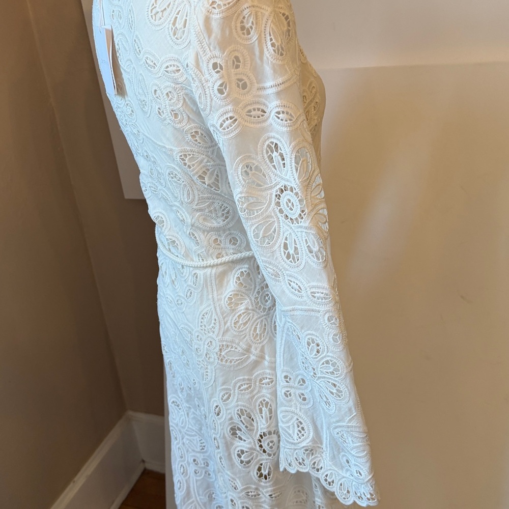 Zimmermann White Long-Sleeve Eyelet Lace Midi Dress - Picture 11 of 15
